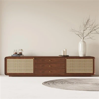 Medinė rotango TV spintelė